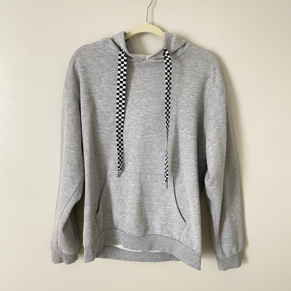 Checkered Lace Oversized Hoodie